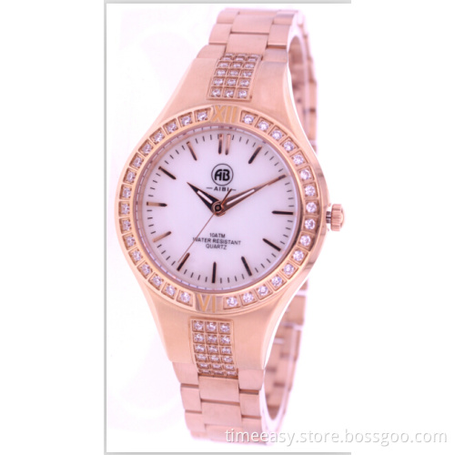 New Arrival Stainless Steel Band Ladies Watch with Diamond